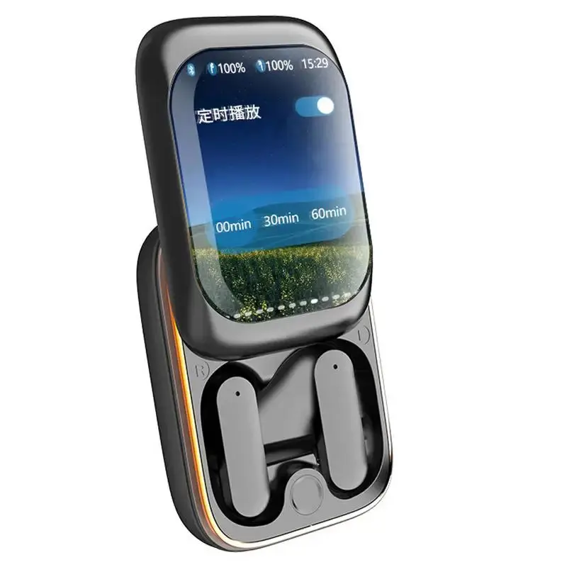 Touch Screen Earbuds  w/ Slide Up Smart Display - Full Color Wireless Earphones Ear-In Buds