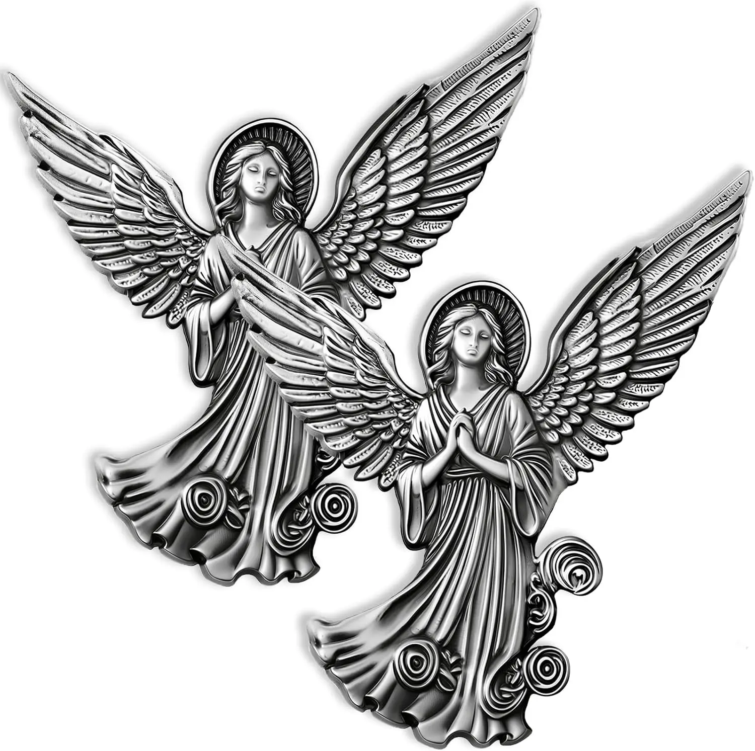 Alloy Metal 2-Piece Angel Car Sun Visor Clip (2.95"), Automotive Interior Decoration Accessory, Inspirational Protection Gift for Baptism Drivers, Reminder for School/Road Trips, Ideal for Father's Day/Birthdays, Daily Reminder