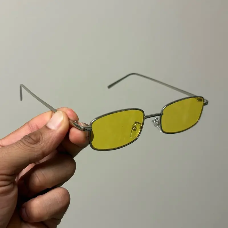 Classic Metal Slim Frame Shades – Blue Light Blocking Yellow Lens Sunglasses