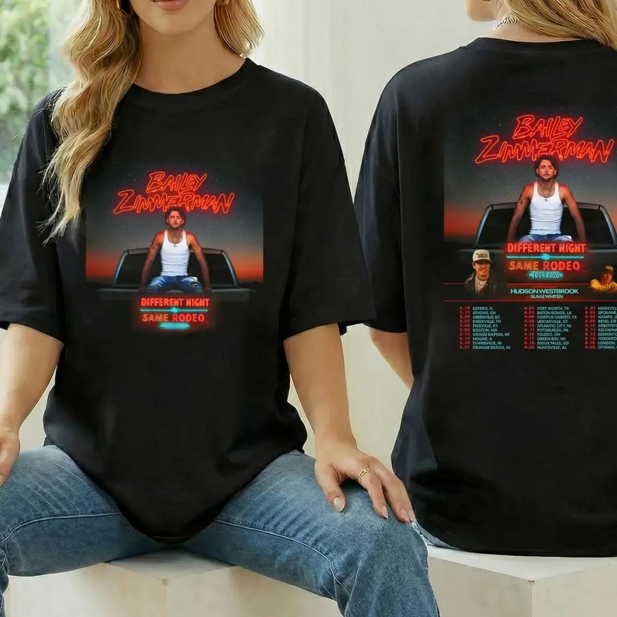 Bailey Zimmerman Different Night Same Rodeo Tour 2026 Shirt, Bailey Zimmerman Fan Gift, Bailey Zimmerman Merch, Bailey Zimmerman Graphic Tee X8B