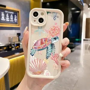 A Colorful Turtle Pattern Full-Body TPU Case for iPhone 17 Pro Max 16 16e 15 14 Plus 13 12 Mini 11 Air X XS Straight Edge Drop-Resistant Rugged Durable Cover Shell Gift 2D printing