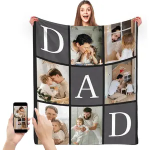 Gifts for Dad Customized Blanket with Photo, Customizable Blanket Customize Blanket Photo Blanket Picture Blanket, Personalized Gifts for Dad Father Men Fathers Day Anniversary Birthday Christmas