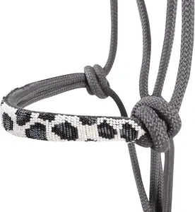 Cashel Grey Cheetah Beaded Rope Halter with 9ft Lead