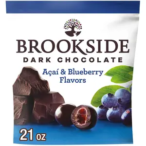 Dark Chocolate Acai and Blueberry Flavored Snacking Chocolate 21 oz Resealable Bag Premium Fruit Infused Chocolate Candy for Healthy Snacking Dessert Toppings and Movie Night Treats Rich Dark Chocolate with Sweet Berry Center