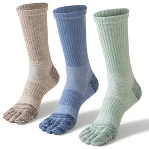 3 Pairs Merino Wool Toe Hiking Socks For Women&Men Thermal Winter Warm Boot Work Cushion Socks Breathable Five-finger Crew Socks