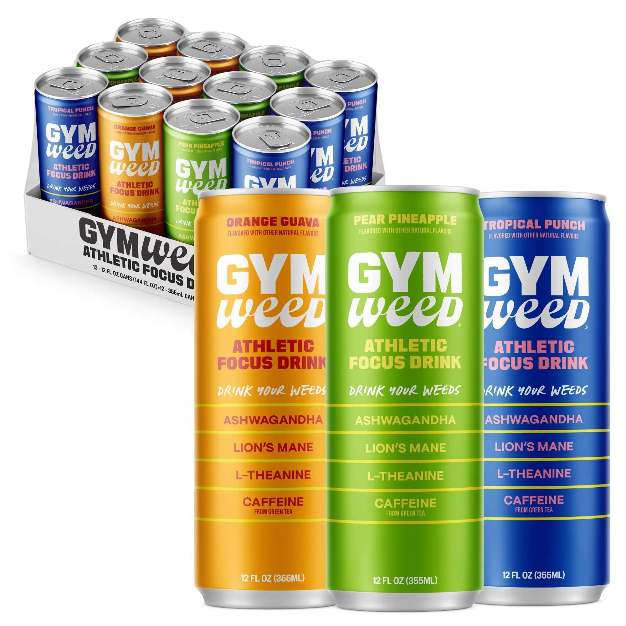 The Athletic Focus Drink with KSM-66 Ashwagandha, Lion's Mane Mushroom, L-Theanine, 200mg Green Tea Caffeine with Natural Sweeteners Team Favs Variety