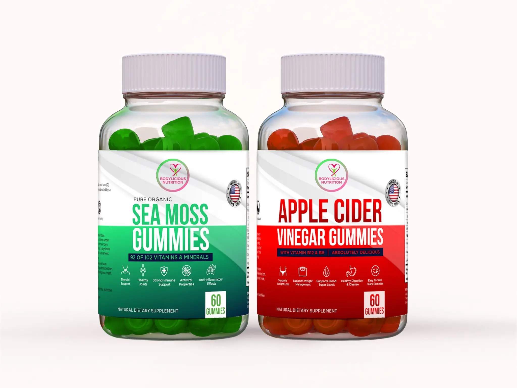 BODYLICIOUS NUTRITION DAILY WELLNESS BUNDLE - SEA MOSS & APPLE CIDER VINEGAR GUMMIES - 60 COUNT EACH