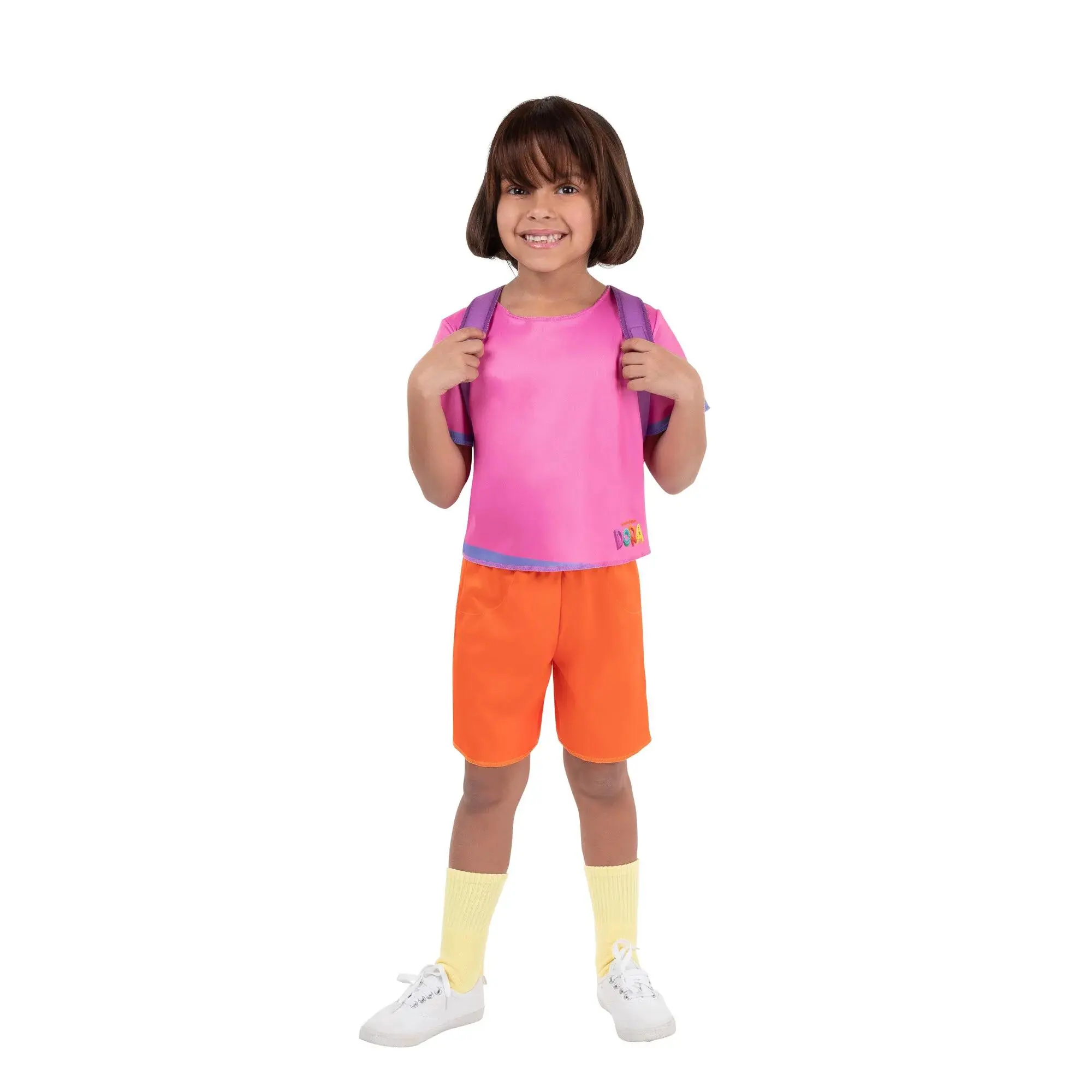 Jazwares Dora the Explorer Girl's Deluxe Pink Toddler Dress Up Costume Outfit Set - 4pc, Girl Costumes with T-Shirt, Backpack with Map, Hair Clip