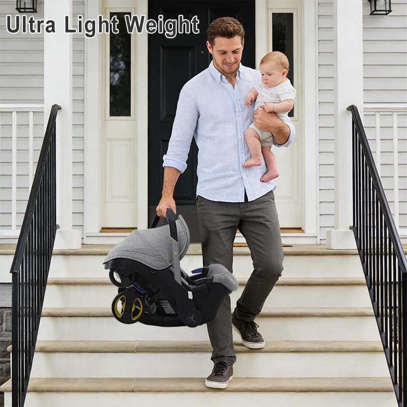 Summervibes BRODARK 3-in-1 High-Landscape Baby Stroller, Multi-Functional Collapsible Lightweight Travel Stroller with Adjustable Bassinet for Outdoor & Mall Use, Collapsible Stroller,Adjustable Baby Cradle Stroller Basket,Convertible Reversible Stroller