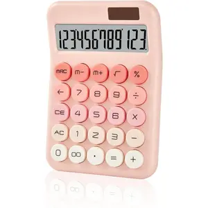 Small Desktop Calculator with LCD Large Display and  Button,  Solar and   with Automatic Sleep  Cute Calculators for Office, School and Business ()