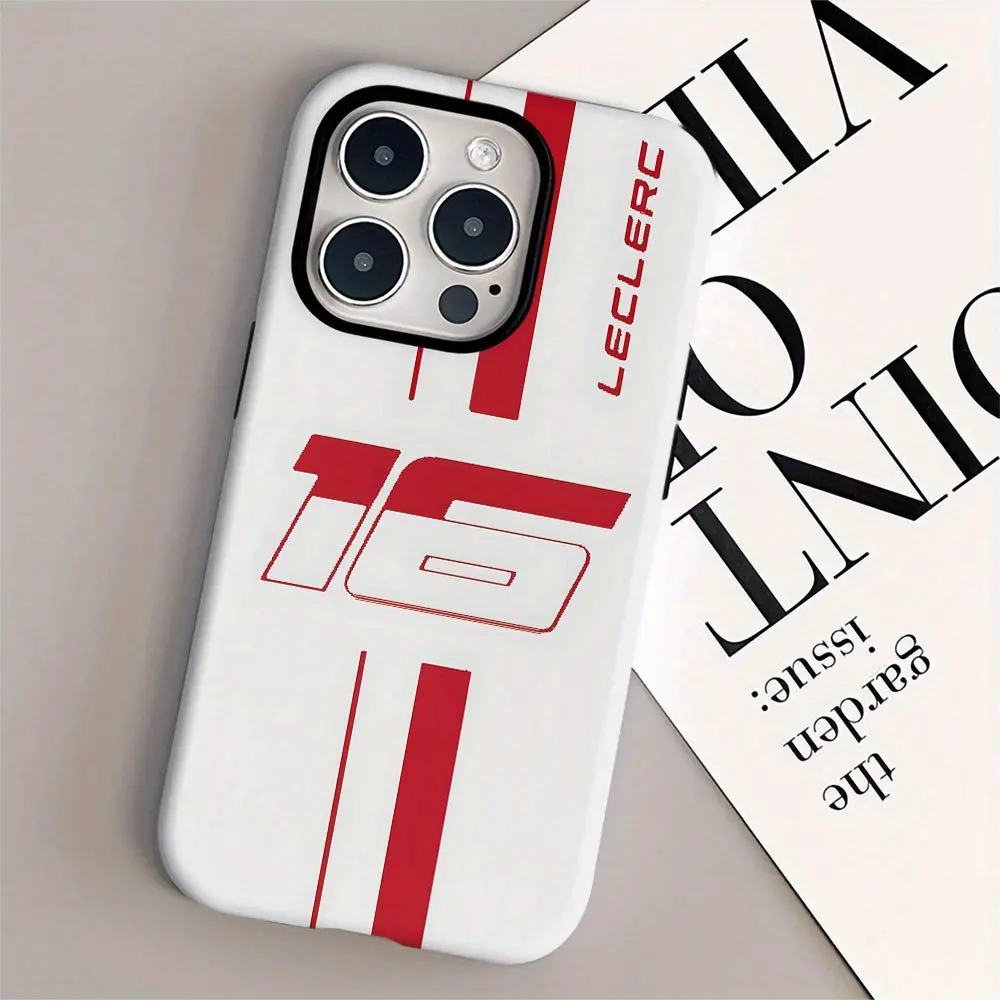 Charles Leclerc 16-Series TPU 2-in-1 Plastic Film Cover - Tough Dual-Layer Cellphone Protection Casing, Shockproof, Drop-Resistant, Multi-Model Compatible with iPhone 17,16,15,14,13,12,11,8 (Plus,Pro,Max), Ideal Birthday Gift