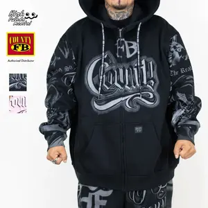 FB COUNTY Men's Tatted Up Zip Up Hoodie FBCOUNTY Fleece Full Zip with Tattoo Inspired Graphic Designs
