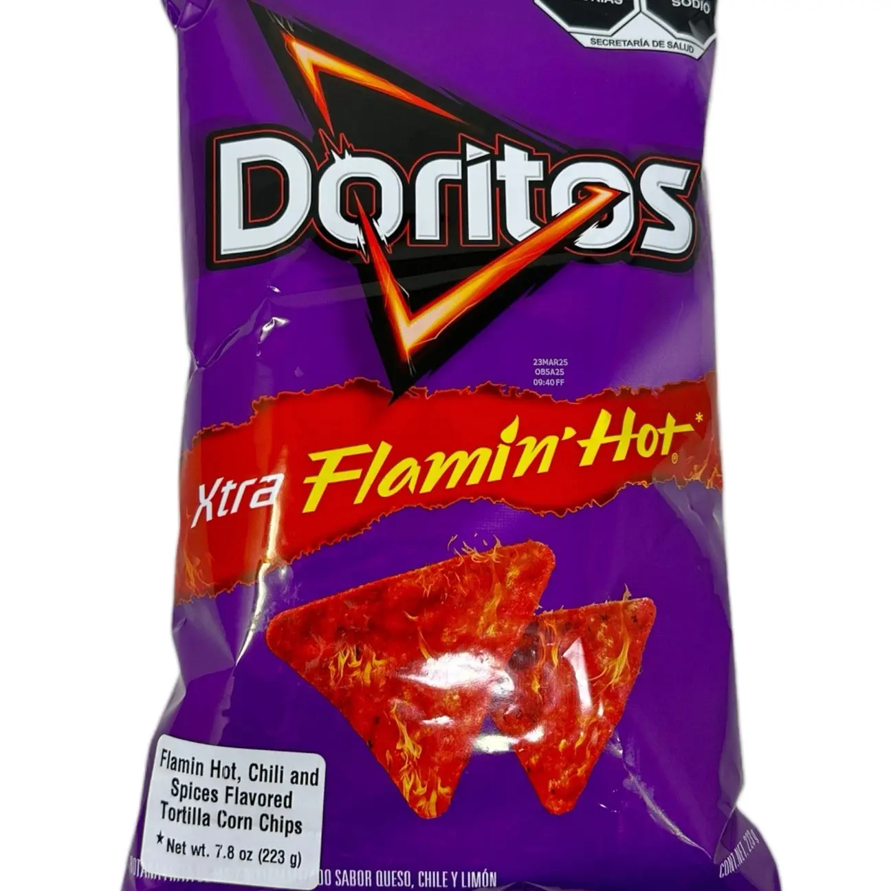 Doritos Flaming Hot 1 Bag of Sabritas Tortilla Corn Chips - Flamin' Hot, Chilli & Spices Flavored Snack, No Vegetable Oil - Dry