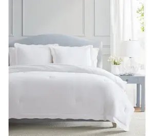 Martha Stewart Simple Scallop Pink Cotton Queen Comforter Set