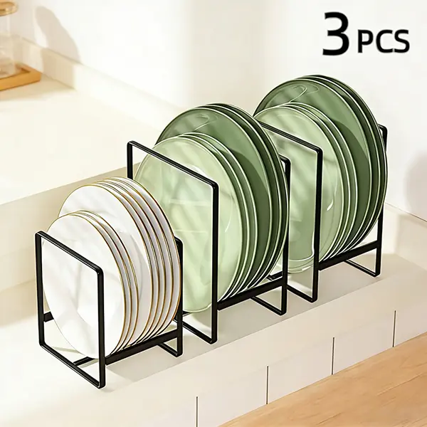 3-piece set: small size x1, large size x2; dish storage rack; metal plate storage rack; vertical plate rack; cabinet tableware storage rack; kitchen storage rack; kitchen accessories