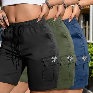 3-pack women’s cargo shorts with large pockets, multiple pockets, and a drawstring; suitable for outdoor workouts, everyday casual wear, and dates; women’s cargo pants.