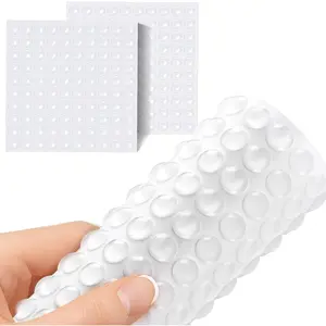 200 Pieces 0.4inch Round Clear Silicone Self Adhesive Bumper Stopper, Rubber Dots Pads for Cabinet Doors, Drawers and Furniture