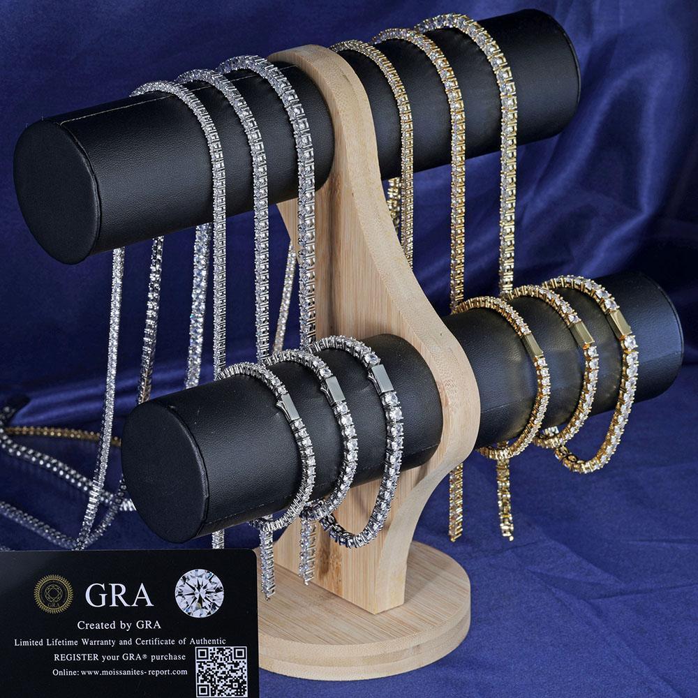 3mm 4mm 5mm Iced Out VVS Moissanite Diamond Tennis Chain 925 Sterling Silver Customized Fine Jewelry Wholesale Prices