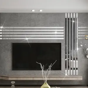 10pcs, 0.79*39.37inch, Silvery Acrylic Mirror Wall Sticker