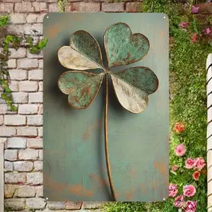 Room Decor Vintage Clover Wall Art, Rustic Metal Plaque, Non-Woven Fabric, for Home, Bar, Cafe, Restaurant, Garage Decor, Ideal for Christmas, Halloween, Easter, Thanksgiving, St. Patrick'S Day