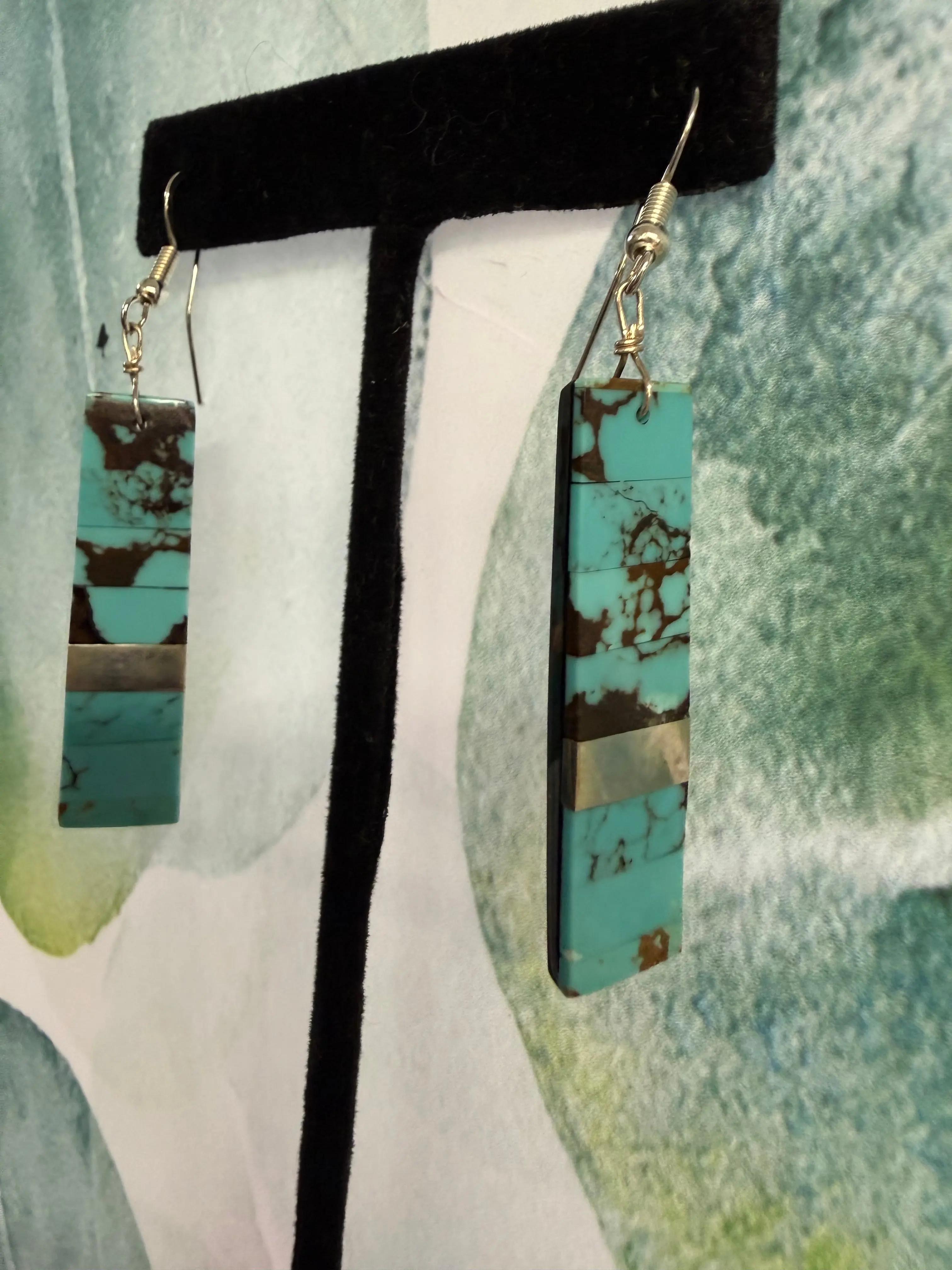 Navajo Handmade Sterling Silver Bar Drop Earrings | Lightweight & Backed