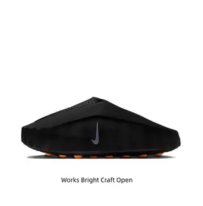 Black Thick-Soled Massage Slides, Orange Spherical Outsole, Breathable Fabric Upper, Pre-Game Recovery Tech Mules