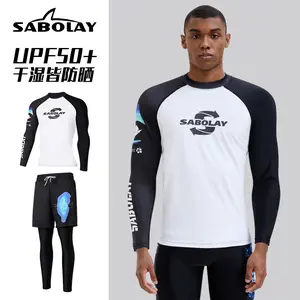 Sabolay Outdoor Sports Men's Swimwear Quick-Drying Men's Long Sleeve Sunscreen Floating Wetsuit Surf Suit Jellyfish Clothing