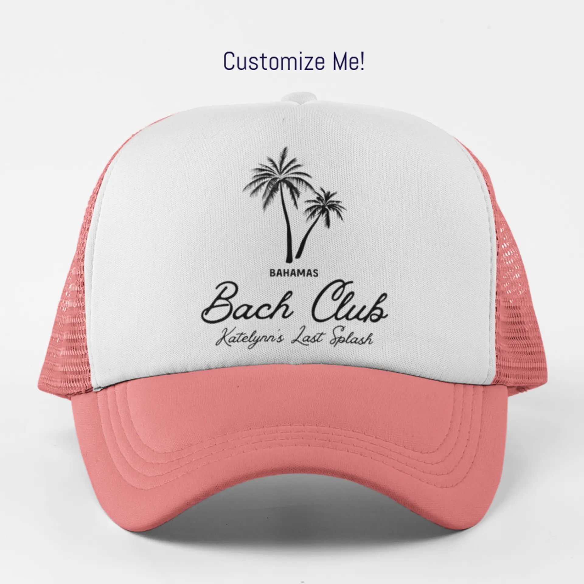 Custom Bachelorette Party Trucker Hat – Personalized Palm Tree Design | Bridal Party Hats, Bridesmaid Gifts, Beach Bachelorette Weekend Accessories, Matching Group Hats