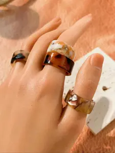 Boho Style Wide Face Dye Layer Open Ring Set, Stackable Rings, Unisex Exquisite Trendy Ring Set, Fashionable Jewelry for Women & Men for Daily & Party Decoration