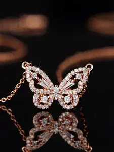 1 PC Cute Cubic Zirconia Butterfly Fashion Necklace Pendant For Women For Valentine's Day Gift Party Jewelry