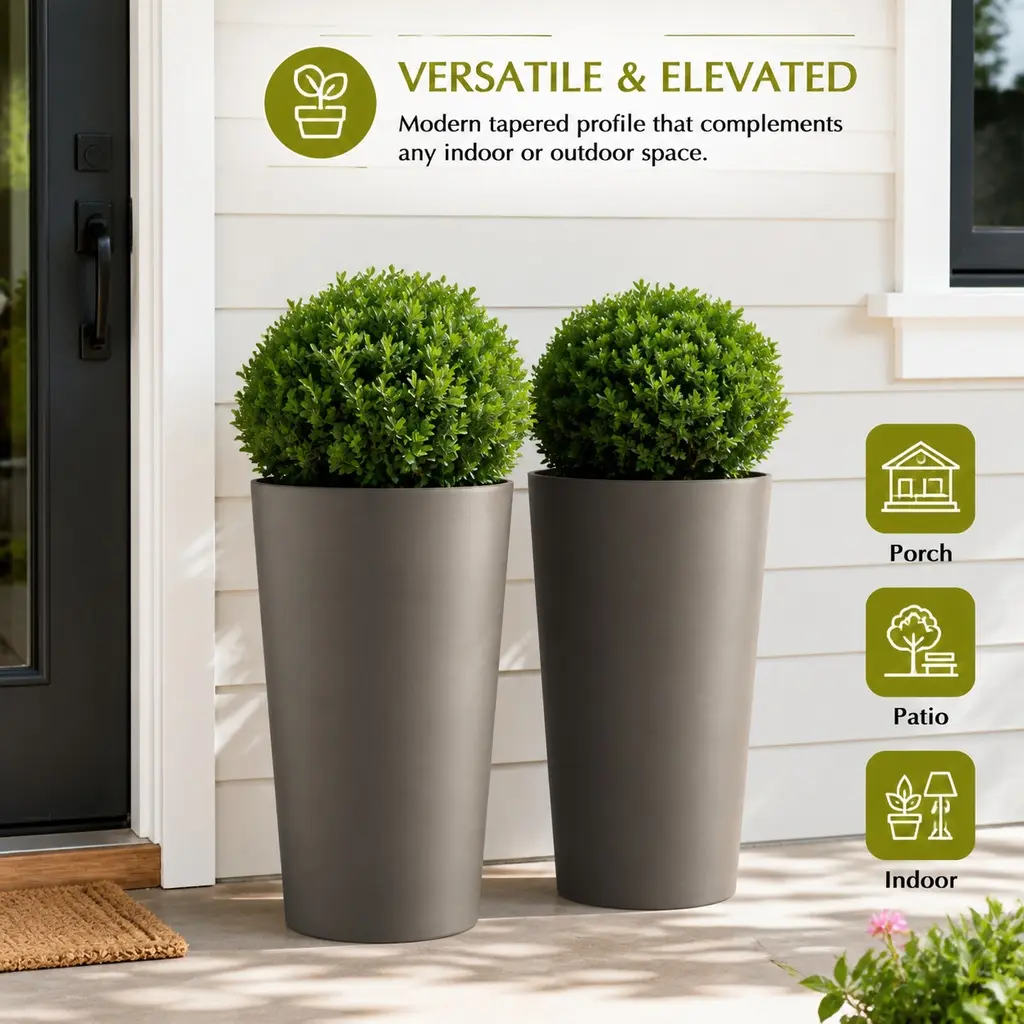big clay pots for plants Campana Planter Set of 3 Campania International Volcanic Red