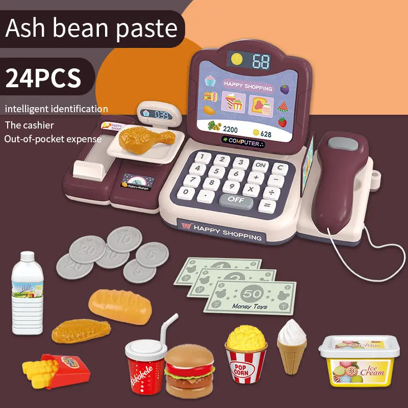 Pretend Play Interactive Kids Cash Register Toy with Supermarket ...