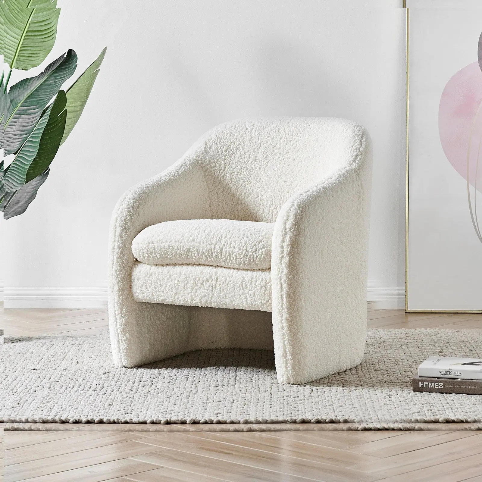 New Pacific Direct Zella Faux Shearling Fabric Accent Arm Chair 1900174-560