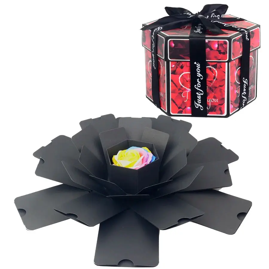 Hexagon Surprise Explosion Box DIY Handmade Scrapbook Photo Album Wedding Gift Box for Valentine Gift Boxes