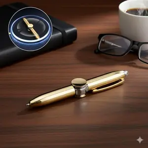 Stress Relief Spinner Pen with LED Light Ball, Anti-Slip Grip, 360° Silent Spinning, Anti-Anxiety Writing Tool for School, Exams, Office Use. Portable & Fun Fidget Gadget for Adults and Students.