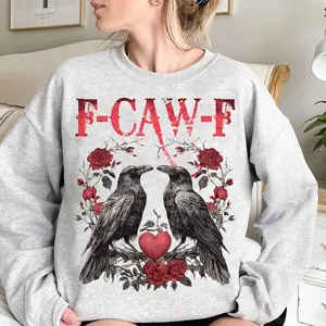 Retro Raven Anti Valentine T-Shirt/Sweatshirt/Hoodie, Trendy Valentine F-Caw-F Crow Sweatshirt, Gothic Raven Valentine Dark Romance, Galantines Day Hoodie, Anti Love Shirt