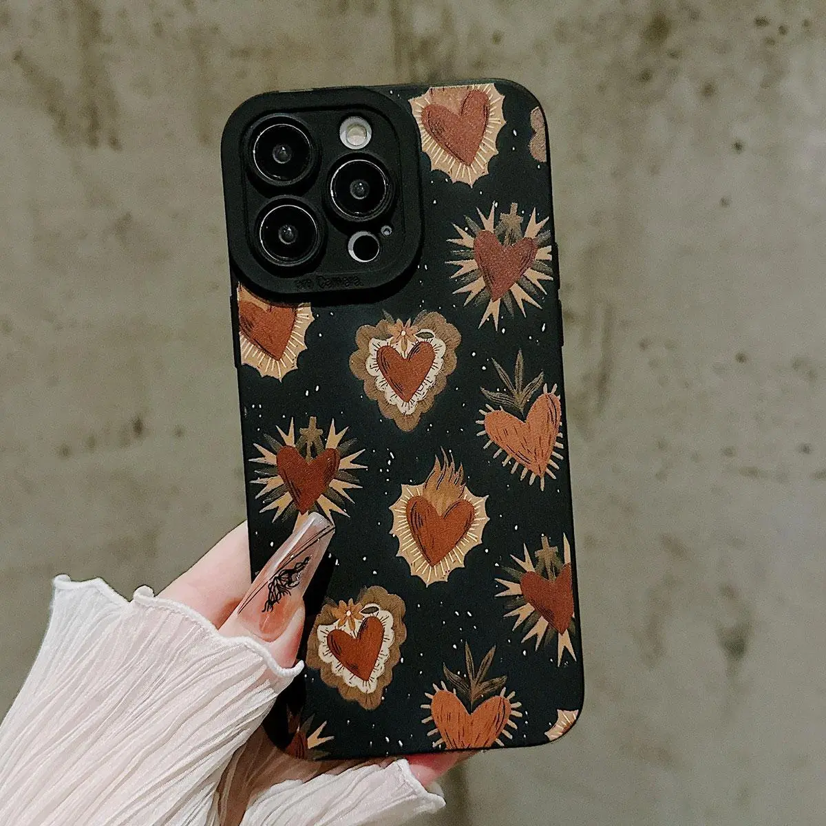 Heart Pattern Phone Case, Decorative Phone Protector Cover, Phone Accessory Compatible with IPhone 16 Pro Max 15 Pro 14Plus 13 12 11 XR X/XS