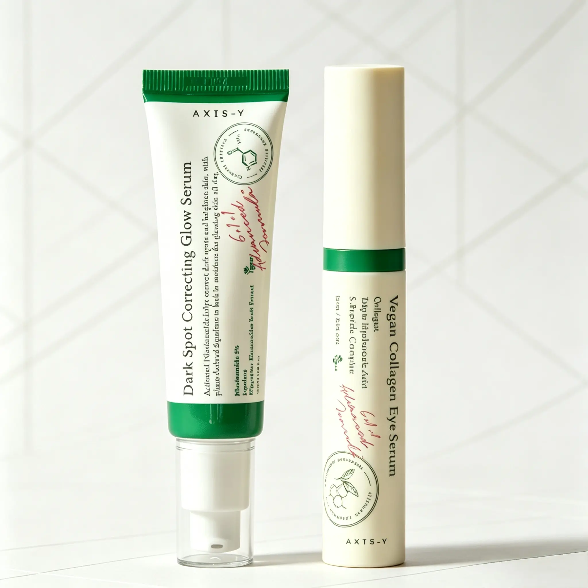 AXIS-Y Dark Spot Correcting Glow Serum 50ml + Daily Vegan Collagen Eye Serum 10ml - K-Beauty Duo for Radiant Skin, Dark Spot Correction, Puffy Eyes