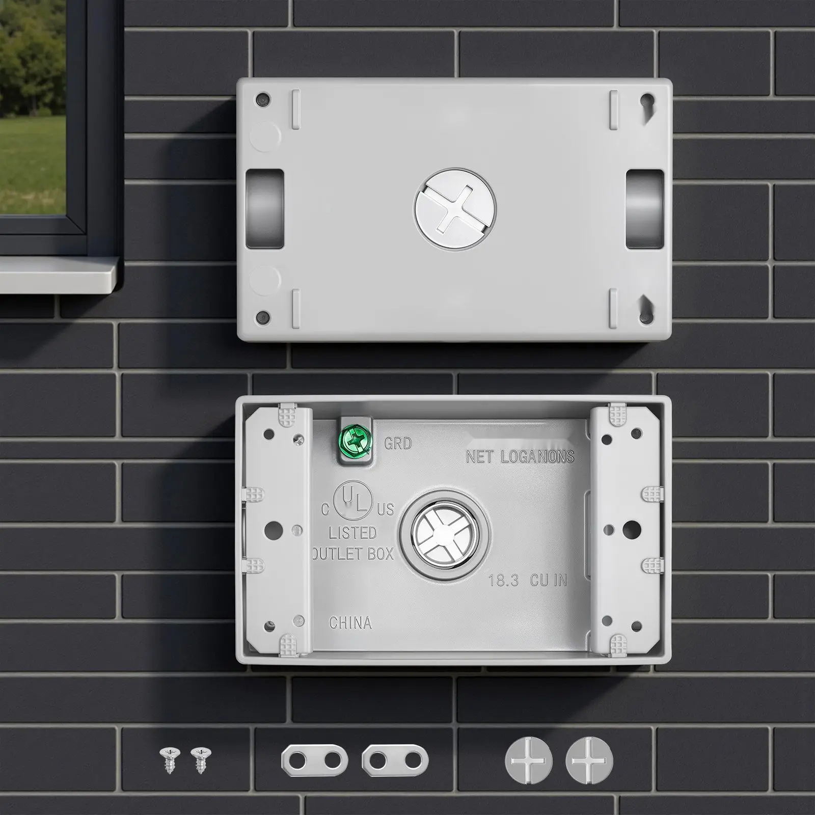 Outdoor Weatherproof Electrical Box, 4.5 x 2.8 x 2 In, Large 18.3 Cu In Capacity Junction Box For 1/2-Inch Or 3/4-Inch Electrical Conduit, Gray, 4-Pack, Protective Plug Receptacle Cover And Gasket