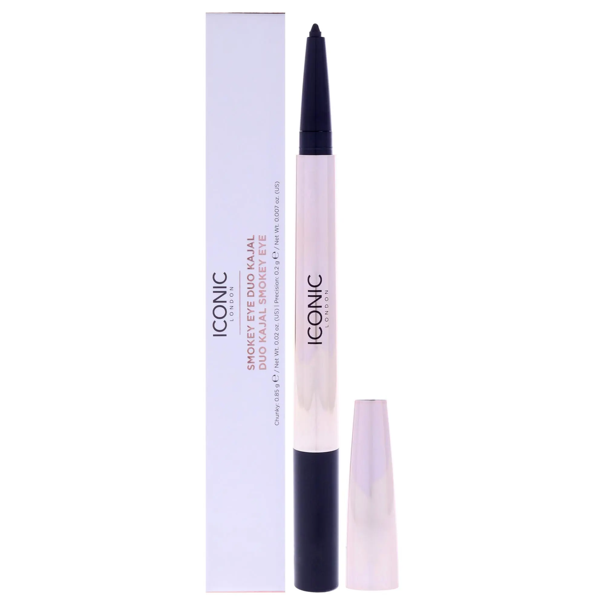 Iconic London Women's Smokey Eye Duo Kajal Eyeliner Cosmetic - Midnight Black Makeup, Bold Depth, Define Eyes, 0.03oz, Dramatic Look