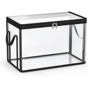 Large Clear Thick Plastic Storage Box with Hinged Lid, Heavy-Duty Durable High Capacity Organizer, Perfect for Home, Camping, Travel, Attic and Moving (1 PCS)