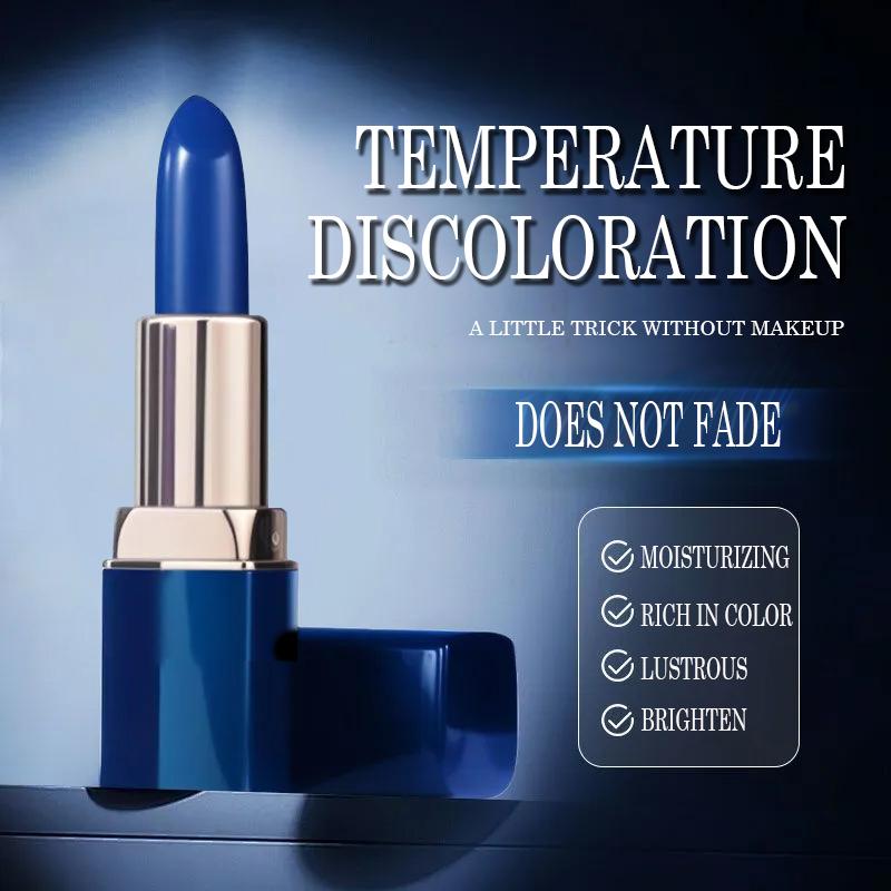 GINBI Blue Enchantress Temperature Changing Lipstick 3.8g - Magical Color Changing Lip Makeup Reacts to Body Temperature PH Value Provides Customized Flush Color Hydrates Smooths Lip Lines Day Night Use Plant Extract Formula