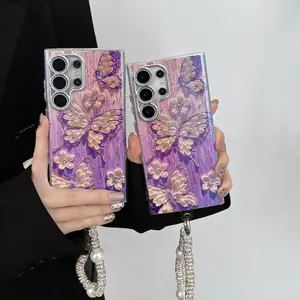 Purple Butterfly Wristband Fashion Phone case for S24Plus/S25/S23ultra/S22 Lens Film HN9