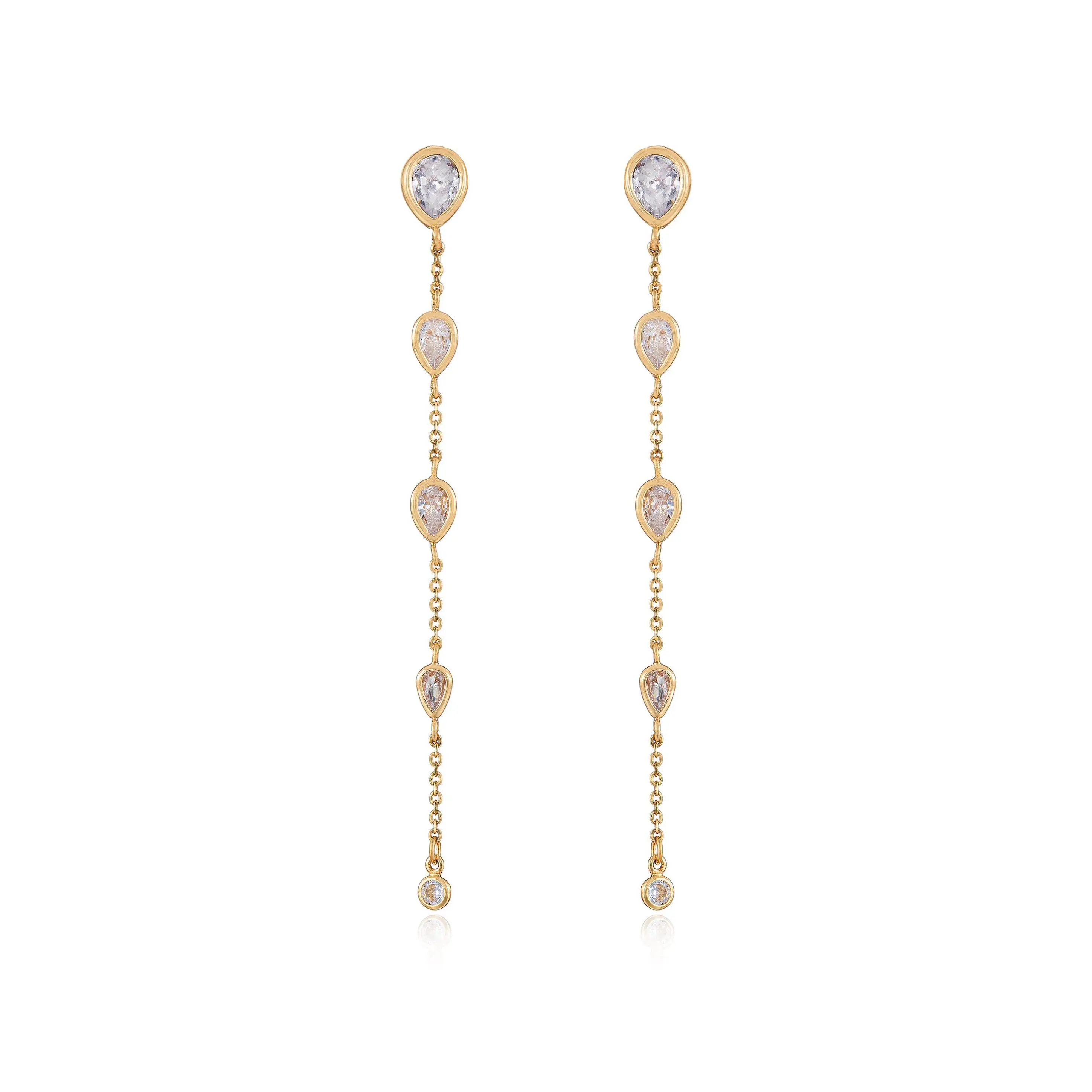 Ettika Dainty Bezel Crystal Dangle Earrings with Heart-Shaped Design and Gold Finish