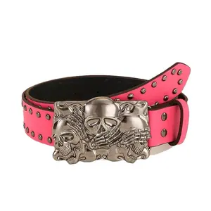 Speak No Evil Pink Belt with Large Belt Buckle