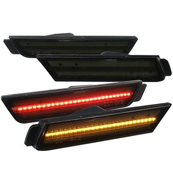 Spec D Tuning Chrome LED Side Marker Lights - 4 Pieces, Front, 10-15 Chevrolet Camaro, Smoke, Increased Light Output, Easy-to-Follow Installation Instructions