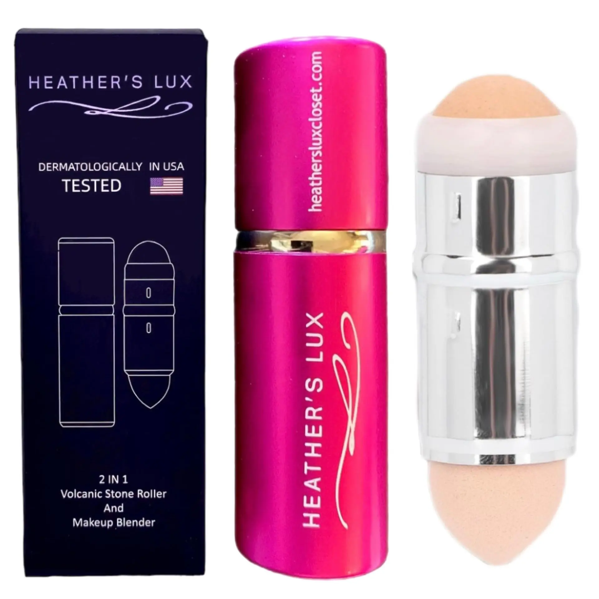 Heather's Lux Facial Roller, Oily Skin Control, Oil Absorbing, Volcanic Roller and Makeup Blender for Applying Makeup and Blending Makeup. Reuseable, Vegan Friendly (24K Gold)