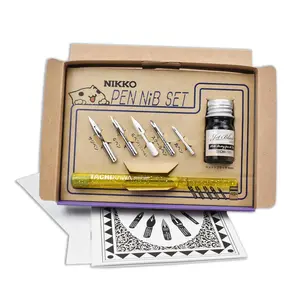 Nikko Manga Pen Nib Set - Includes Pen, Nibs, Papers, Ink Bottle & Set in Box
