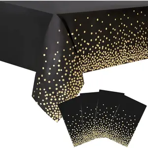 4/8 Pack Round Dot Disposable Tablecloth – 54"x108" Rectangular Plastic Table Cover for Birthday, Graduation & Party Decor #PartyTablecloth