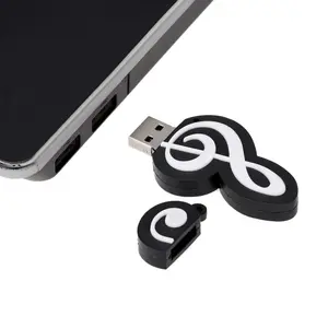 QYKF Cute Music Note Cartoon USB 2.0 Flash Drive, Portable External Memory Stick, 16GB Storage